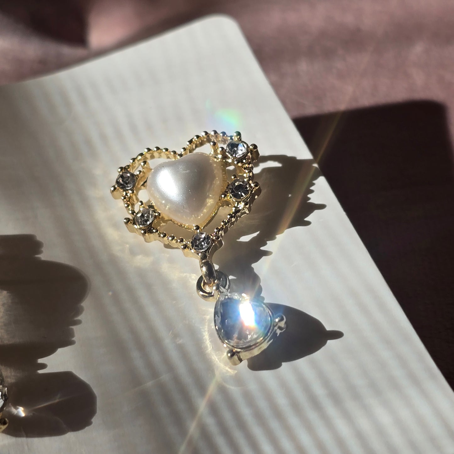 Whimsical Bead and Rhinestone Heart Earrings