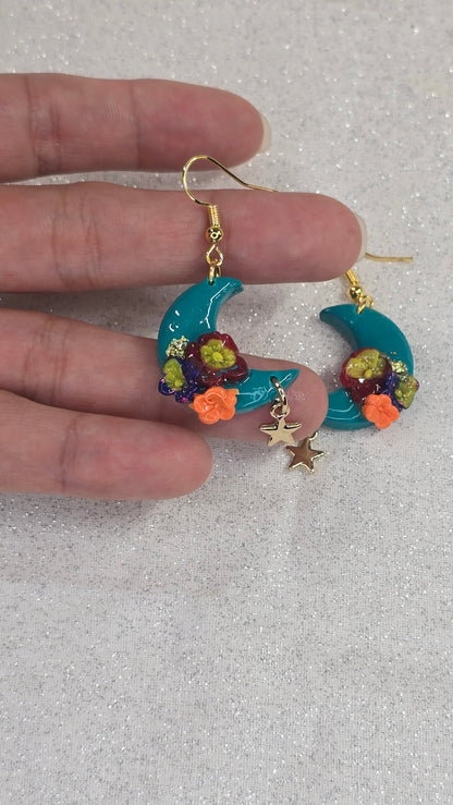 Tropical Moon Dangle Earrings