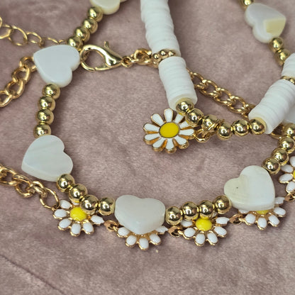 Daisy Love Charm bracelet set of three