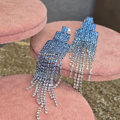 Blue Cascading Shimmer Drop Earrings