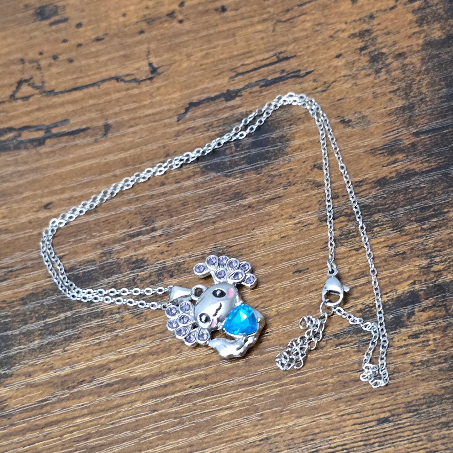 Blue Gem Axolotl Pendant Necklace