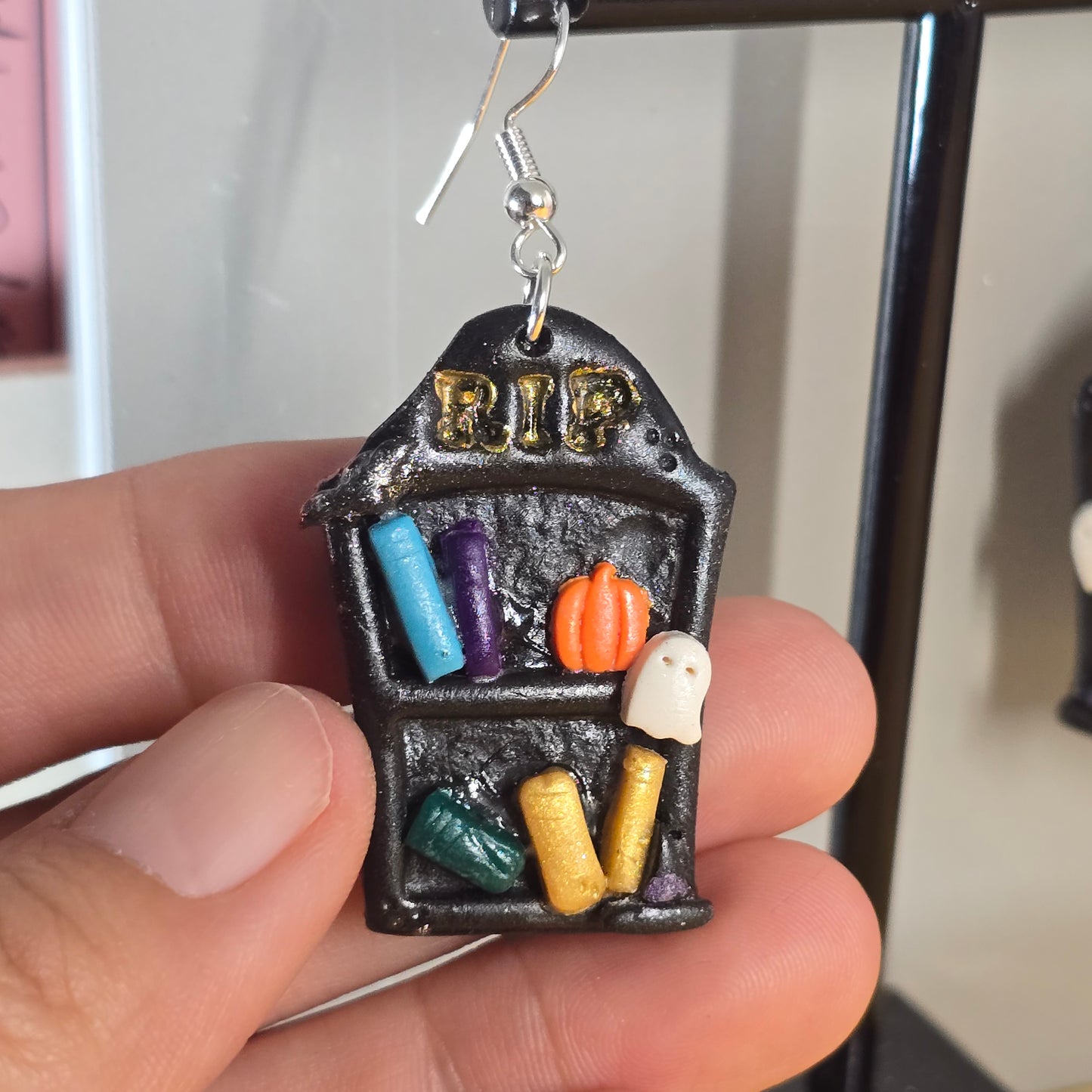 R.I.P Book Shelf Handmade Earrings