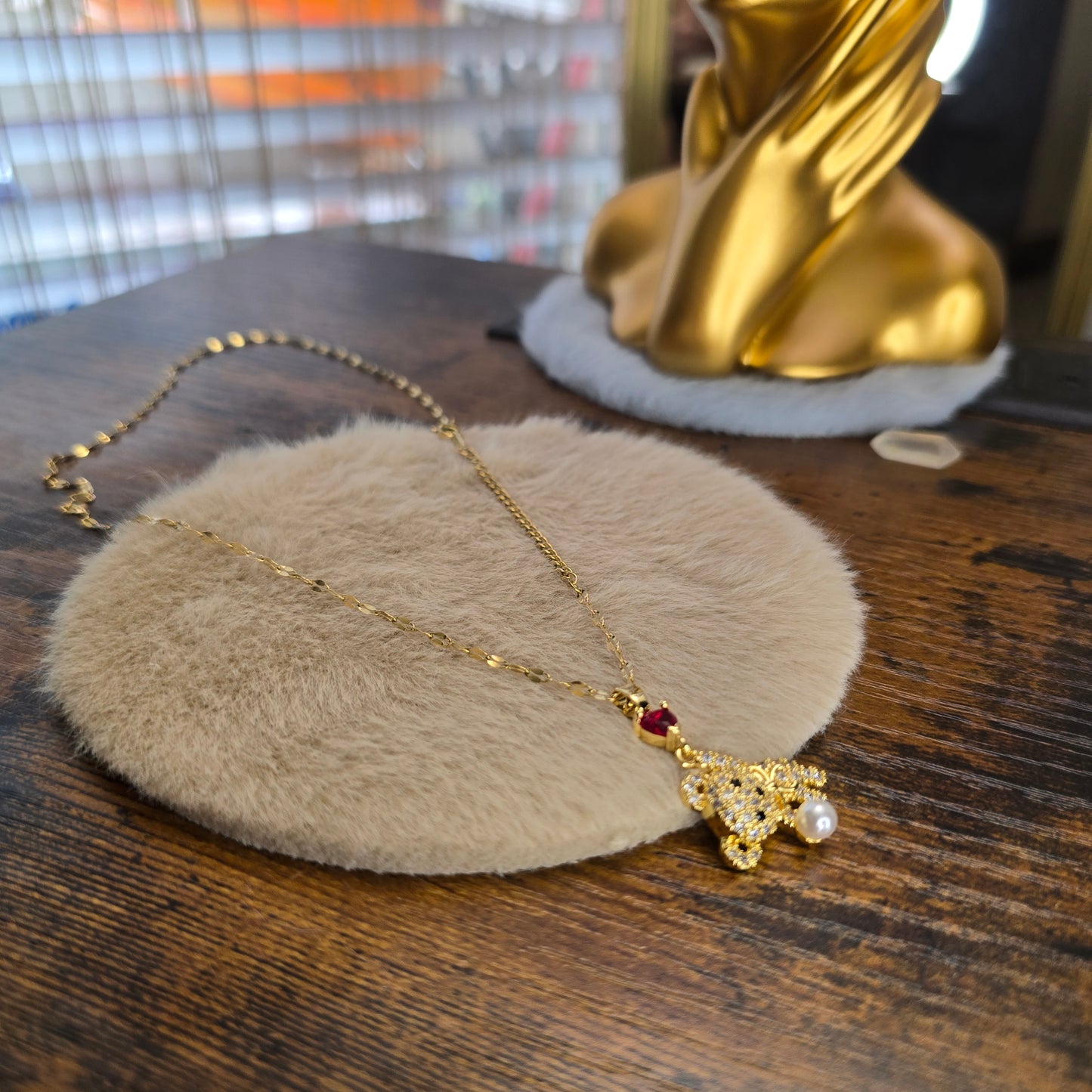 Stainless steel Teddy Bear Pendant Necklace