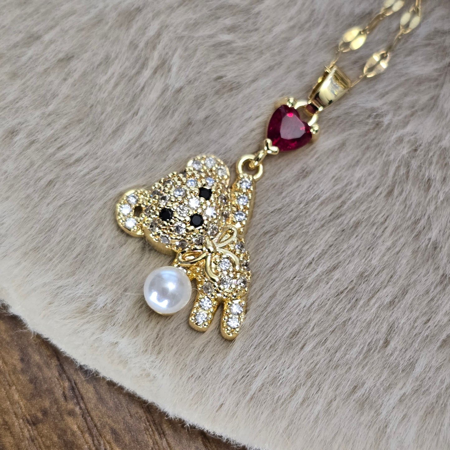 Stainless steel Teddy Bear Pendant Necklace