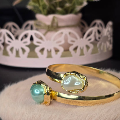 Asymmetric Teardrop Rhinestone Bracelet with Open Ring, Jewelry Set